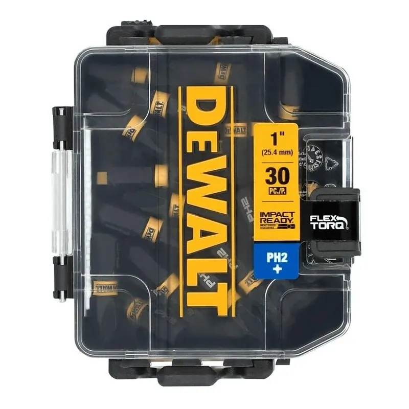 DEWALT 30‑Piece Impact‑Ready Steel Screwdriver Bit Kit – Toughcase+ Carrying Case