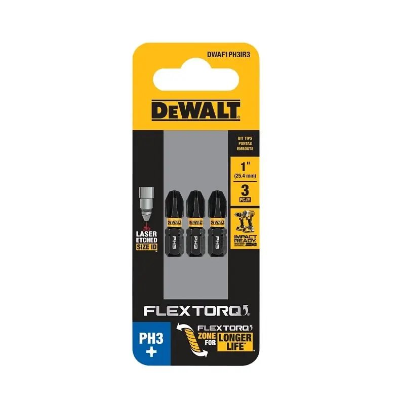 DeWalt FlexTorq Phillips 3 Size X 1 In. L Impact Driver Bit Set Steel 3 Pc