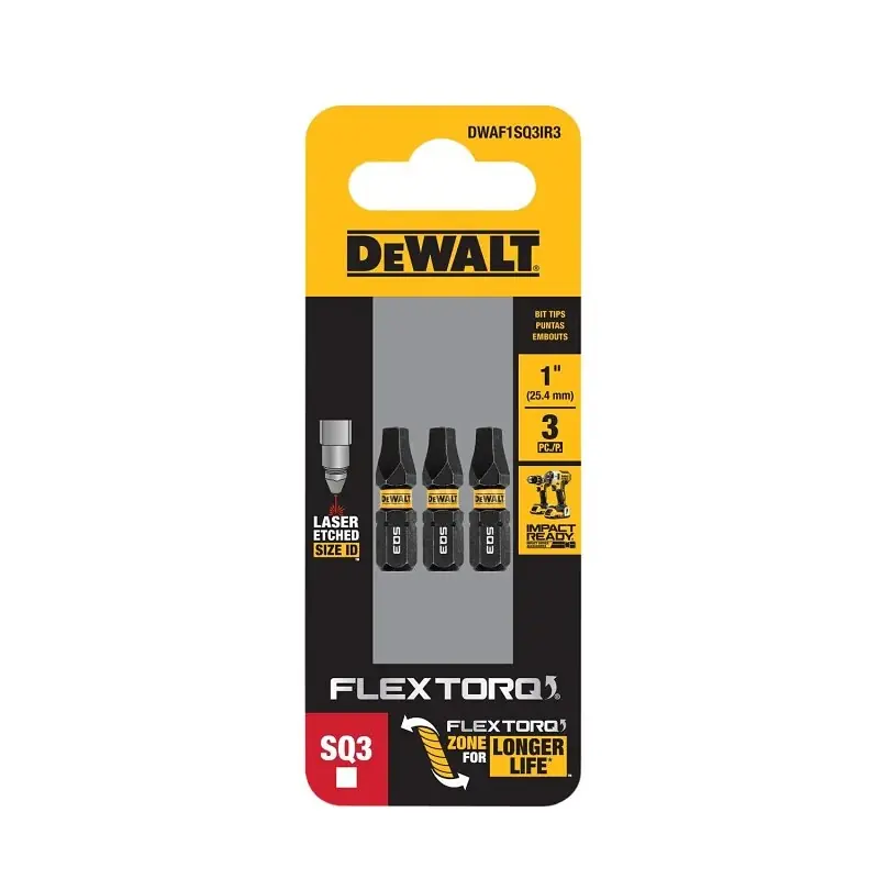 FlexTorq 3 Square Driver Bits, 1 In., 3-Pk.