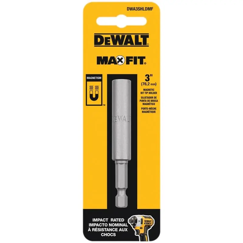 DeWalt Max Fit 3 In. L Magnetic Bit Holder Stainless Steel 1 Pk