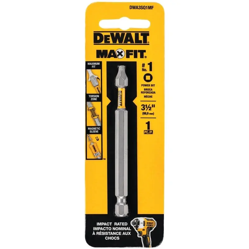 DeWalt Max Fit Square 1 X 3-1/2 In. L Screwdriver Bit S2 Tool Steel 1 Pk
