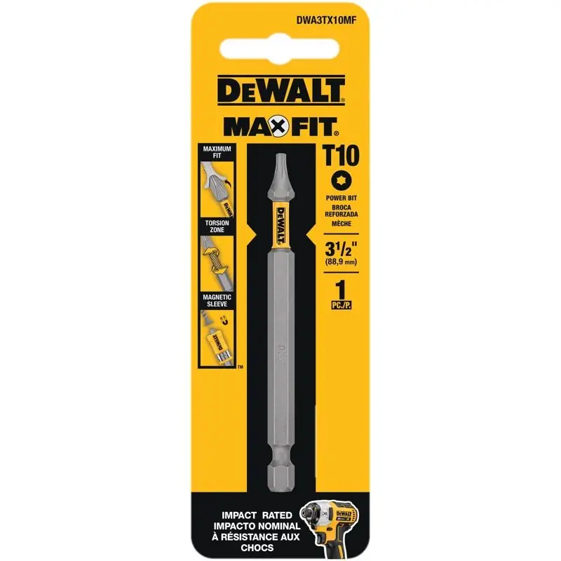 DeWalt Max Fit Torx 10 X 3-1/2 In. L Screwdriver Bit S2 Tool Steel 1 Pk