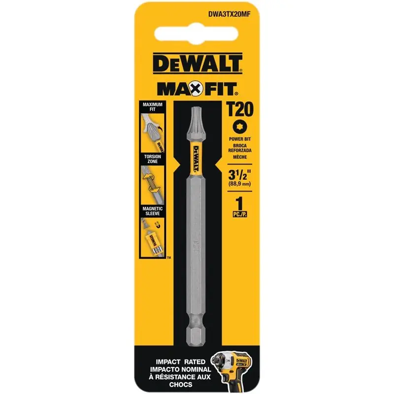 DeWalt Max Fit Torx 20 X 3-1/2 In. L Screwdriver Bit S2 Tool Steel 1 Pk