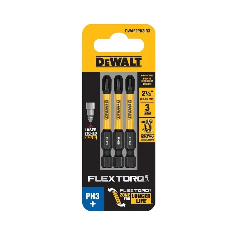 PH3 FlexTorq Phillips Bits, 2-1/4 In., 3-Pk.