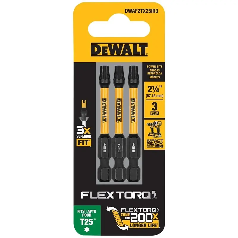 DeWalt FlexTorq Torx T25 X 2.25 In. L Drill And Driver Bit Set Steel 3 Pc