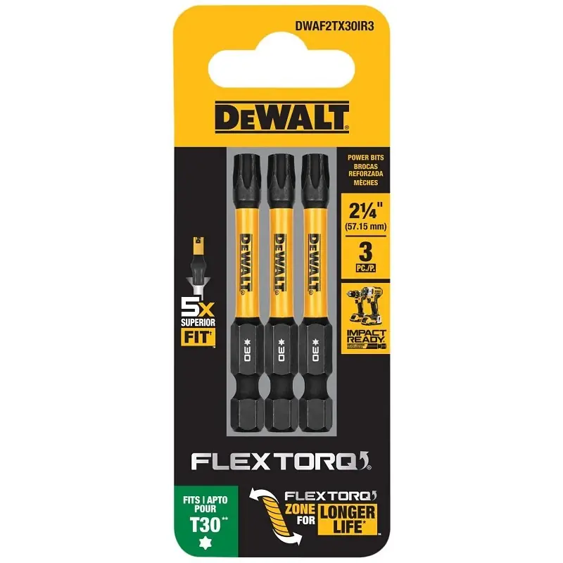 DeWalt FlexTorq Torx T30 X 2.25 In. L Drill And Driver Bit Set Steel 3 Pc