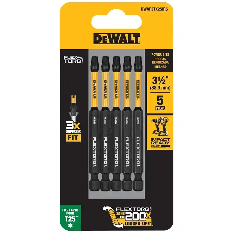 Flextorq Torx T25 X 3.5 In. L Screwdriver Bit Steel 5 Piece Set