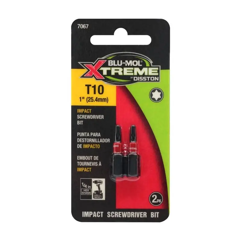 Torx 10 X 1 Inch Screwdriver Bit S2 Tool Steel 2 Piece Set