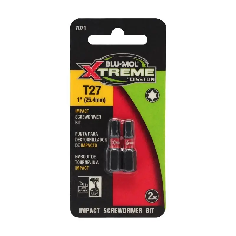 Torx 27 X 1 In. L Screwdriver Bit S2 Tool Steel 2 Piece Set