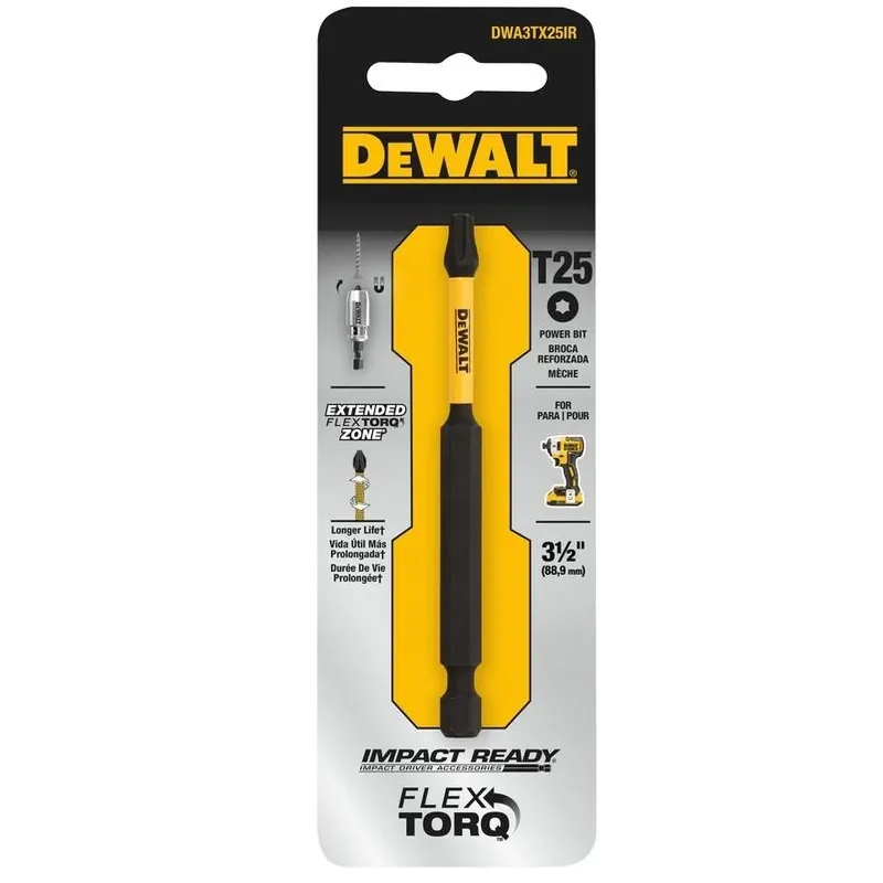DeWalt Elite Series Torx T25 3.5‑Inch Steel Screwdriver Bit – Impact Rated