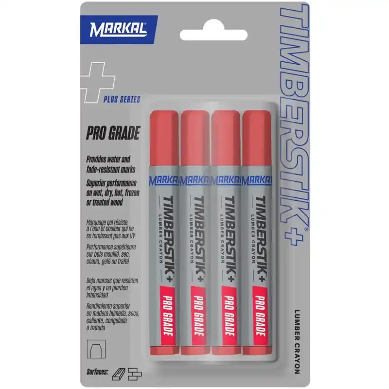Timberstik Plus 8 Inch Lumber Crayon Red - 4 Piece Set
