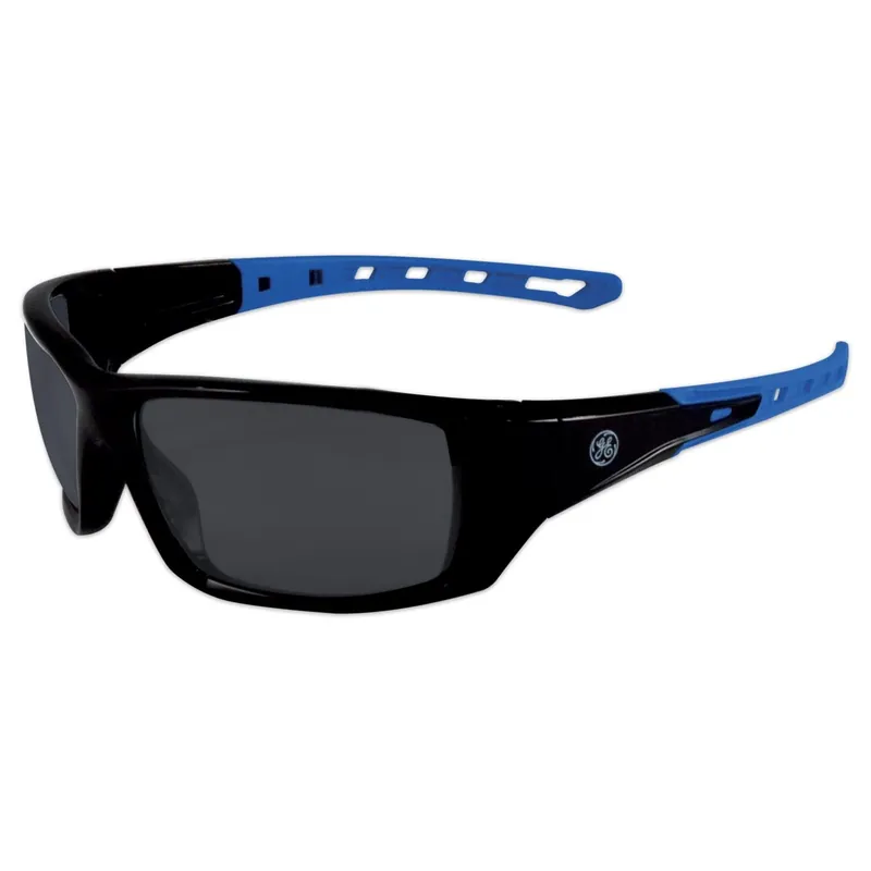 General Electric 04 Series Anti-Fog Impact-Resistant Safety Glasses Smoke Lens Black/Blue Frame 1 Pk