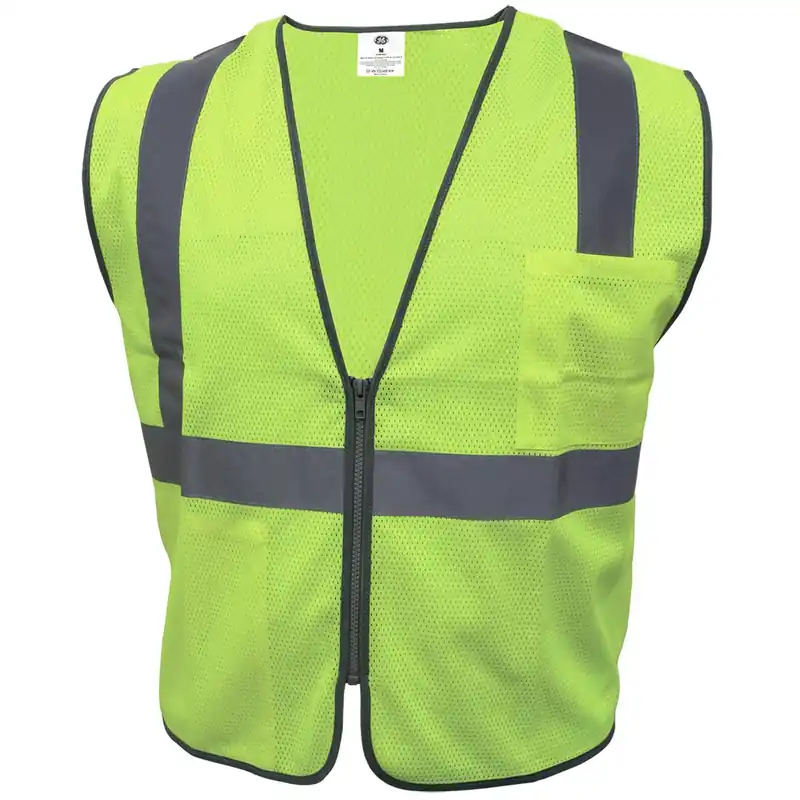 Reflective Safety Vest Green Medium - Ansi Certified, Zipper Closure