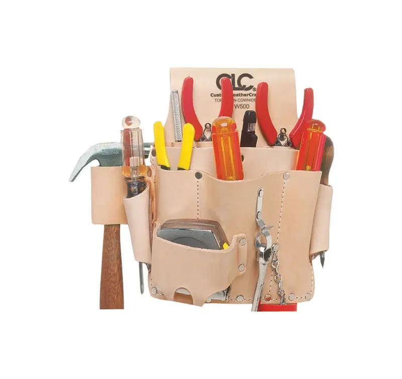 8 Pocket Leather Electrician‘s Pouch 11.3 In. L X 11.3 In. H Tan