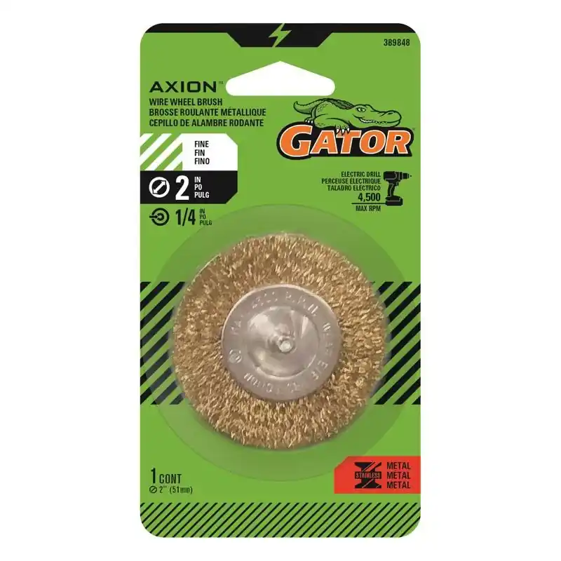 2 Inch Fine Crimped Wire Wheel Brush Brass Coated Steel 4500 Rpm Model 389858