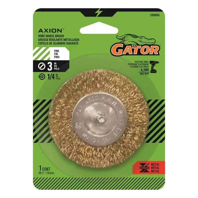 3 Inch Fine Crimped Wire Wheel Brush Brass Coated Steel 4500 Rpm Model 389860