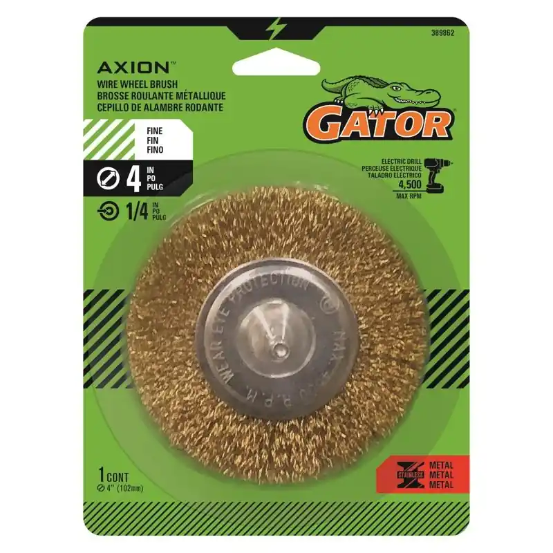 4 Inch Fine Crimped Wire Wheel Brush Brass Coated Steel 4500 Rpm Model 389862
