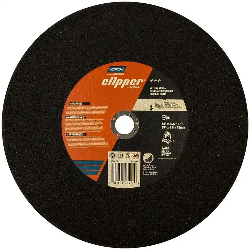 Norton Clipper 14 In. D X 1 In. X 3/32 In. Thick Aluminum Oxide Classic Cut-Off Wheel 1 Pk