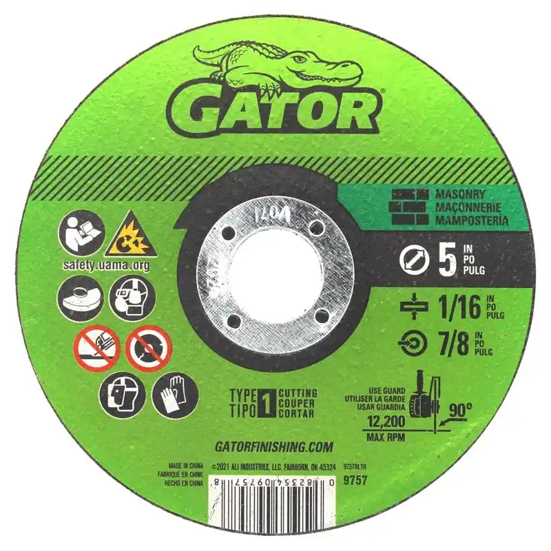 Gator 5 In. D X 7/8 In. X 1/16 In. Thick Aluminum Oxide/Silicon Carbide Type 1 Masonry Cut-Off Blade