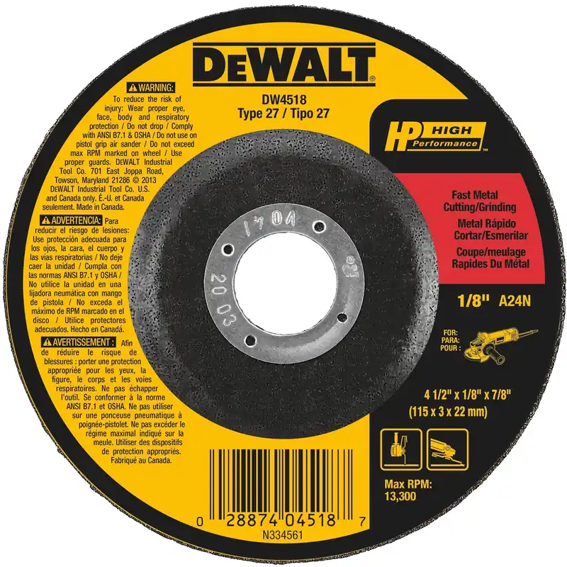 Fast Metal-Cutting Wheel, 4-1/2 X 1/8 In.