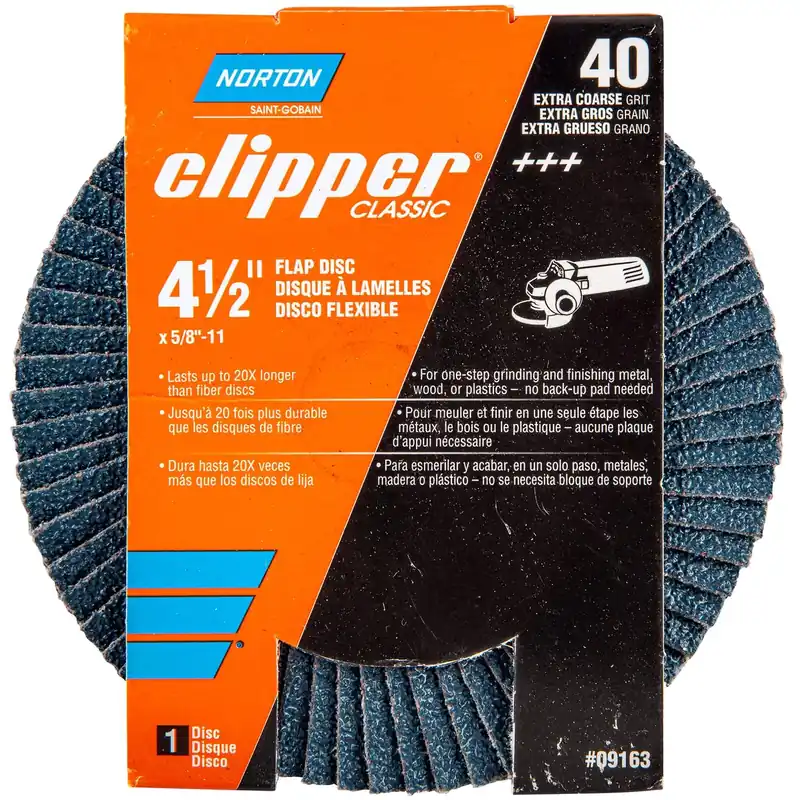 Norton Clipper 4-1/2 In. D X 5/8-11 In. Zirconia Alumina/X-Wt Cotton Flap Disc 40 Grit 1 Pk