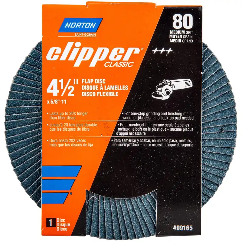 Norton Clipper 4-1/2 In. D X 5/8-11 In. Zirconia Alumina/X-Wt Cotton Flap Disc 80 Grit 1 Pk