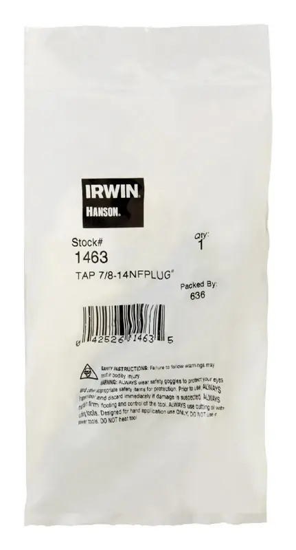 Irwin Hanson High Carbon Steel Sae Fraction Tap 7/8 In.-14nf - 1 Piece