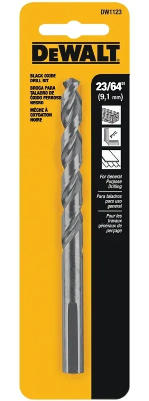 DeWalt Black & Gold 23/64 In. High Speed Steel Split Point Drill Bit 3-Flat Shank 1 Pk