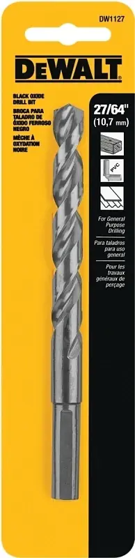 DeWalt Black & Gold 27/64 In. High Speed Steel Split Point Drill Bit 3-Flat Shank 1 Pk