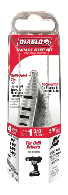 Diablo 1-3/8 In. X 2-29/32 In. L Metal Step Drill Bit 3-Flat Shank 1 Pk
