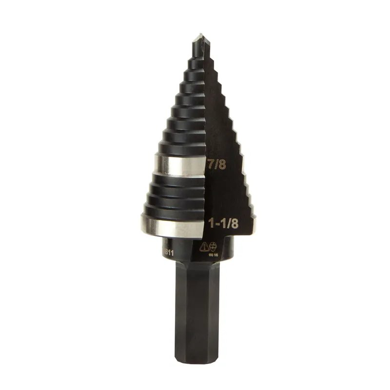3.15 In. High Speed Steel Double Flute Step Drill Bit Hex Shank