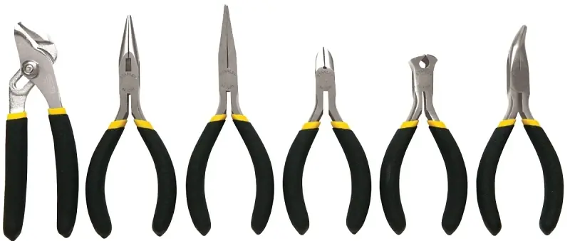 6 Piece Steel Bi-material Mini Pliers Set With Comfort Grip