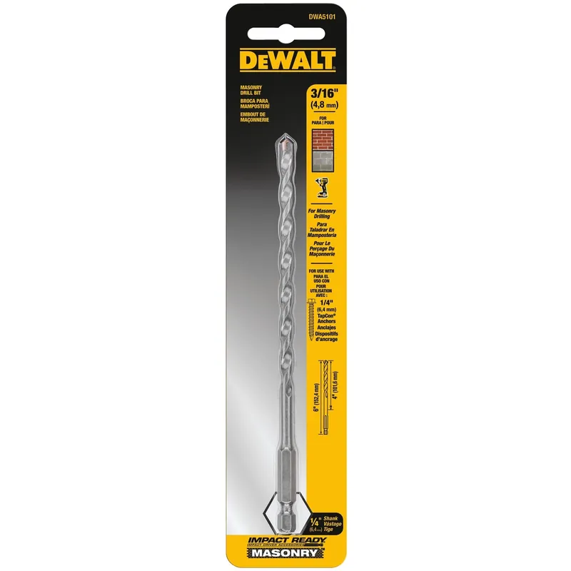 Rotary Masonry Bit, 3/16 In.