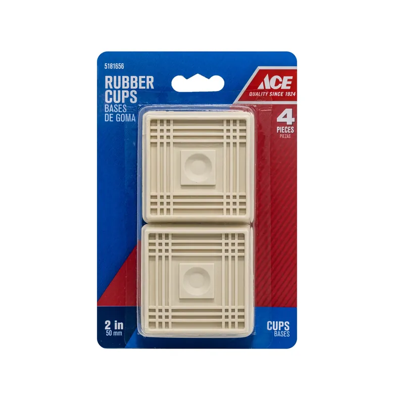 Ace Rubber Caster Cup White Square 2 In. W X 2 In. L 4 Pk