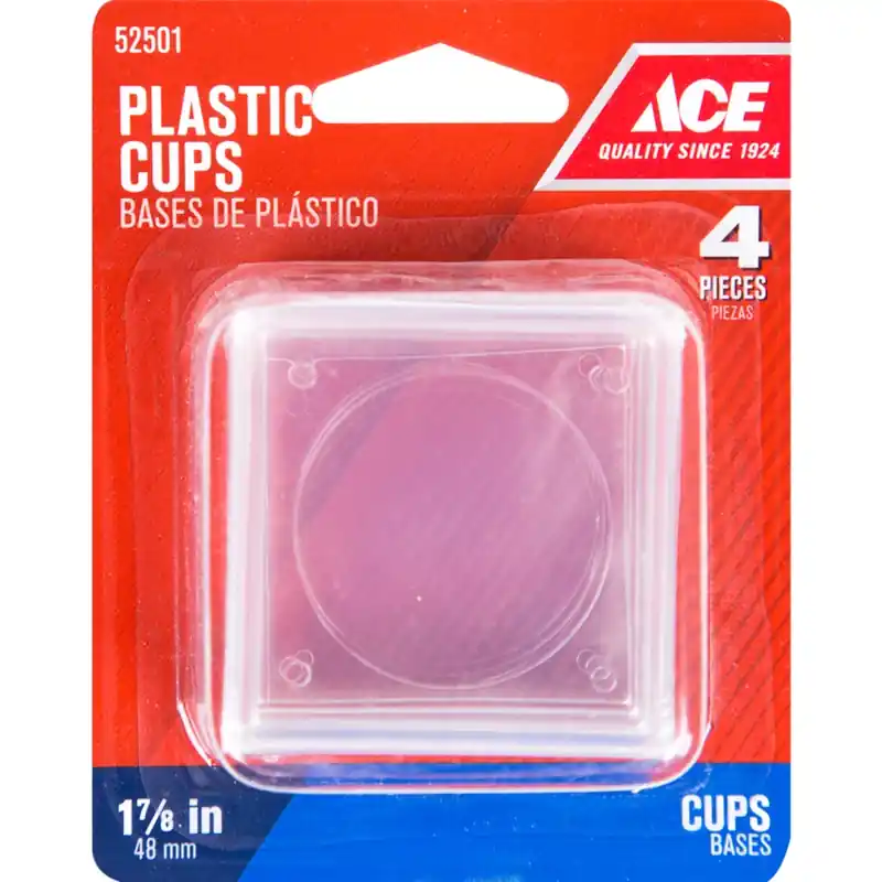 Ace Plastic Caster Cup Clear Square 1-7/8 In. W X 1-7/8 In. L 4 Pk