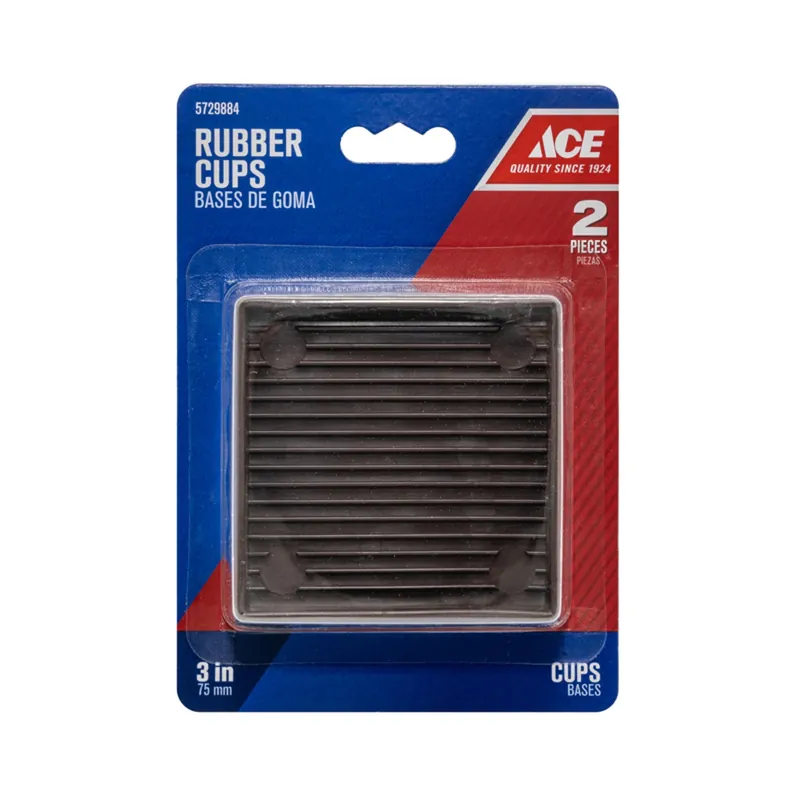 Ace Rubber Caster Cup Brown Square 3 In. W X 3 In. L 2 Pk