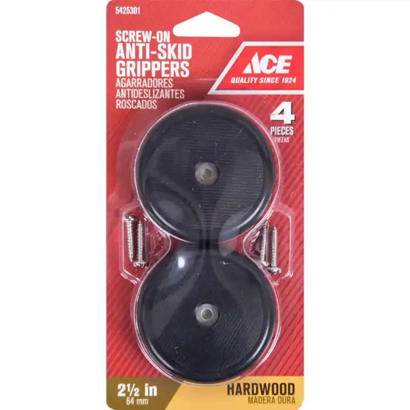 Ace Plastic Heavy Duty Anti-Skid Pads Black Round 2-1/2 In. W 4 Pk