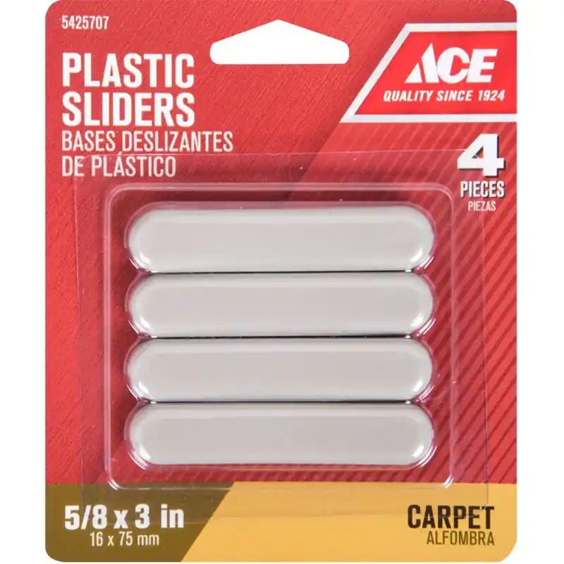 Ace Plastic Slide Glide Brown Rectangle 5/8 In. W X 3 In. L 4 Pk Self Adhesive