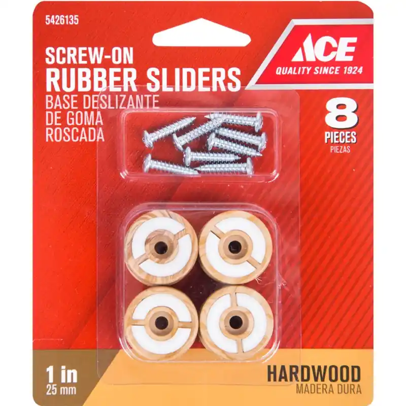Ace Rubber Round Slider For Hardwood Floors Brown Round 1 In. W 8 Pk