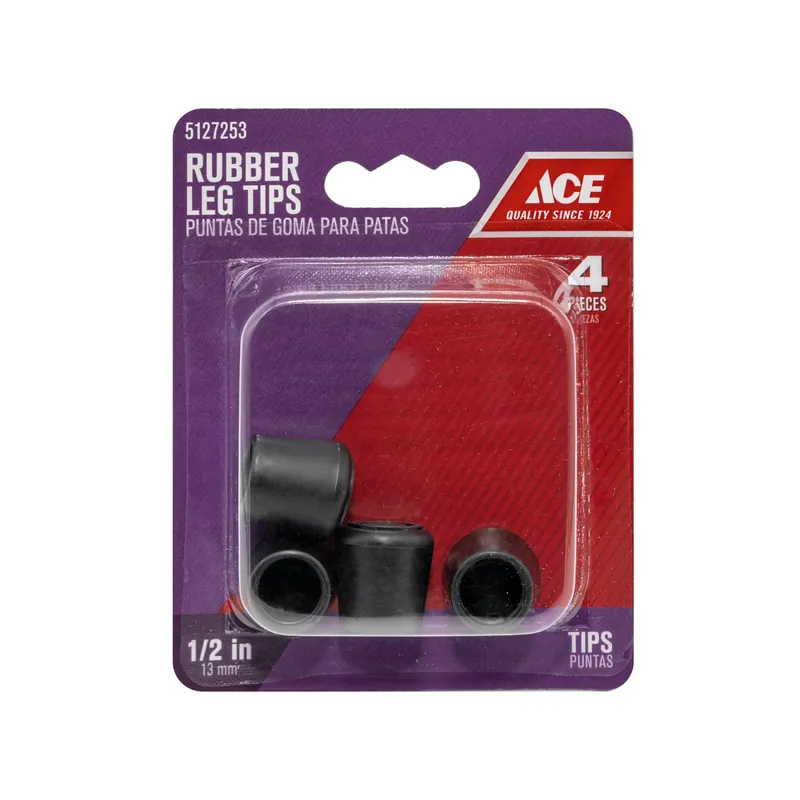 Ace Rubber Leg Tip Black Round 1/2 In. W 4 Pk