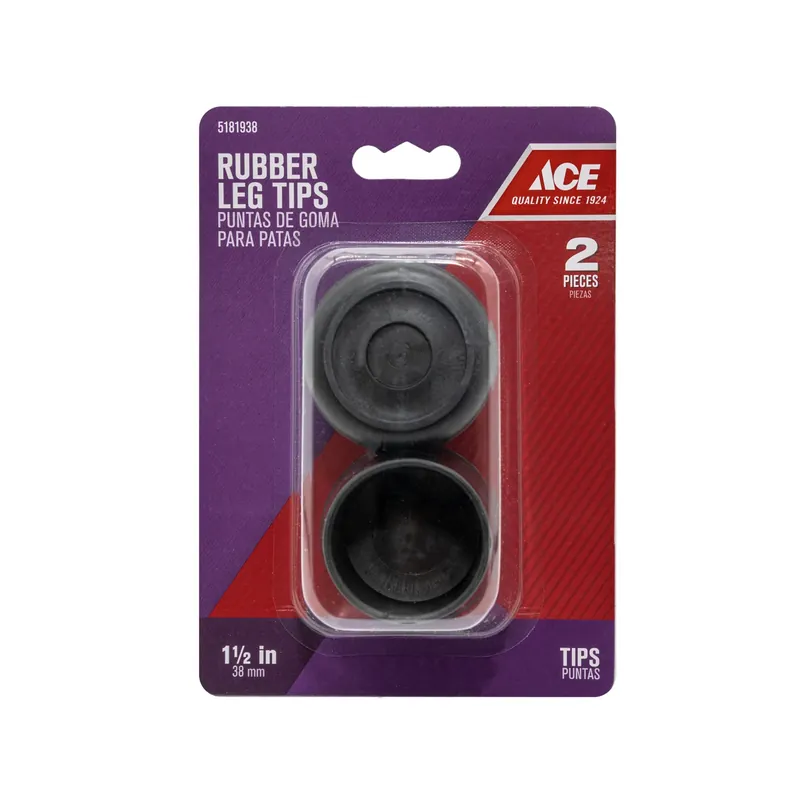 Ace Rubber Leg Tip Black Round 1-1/2 In. W 2 Pk