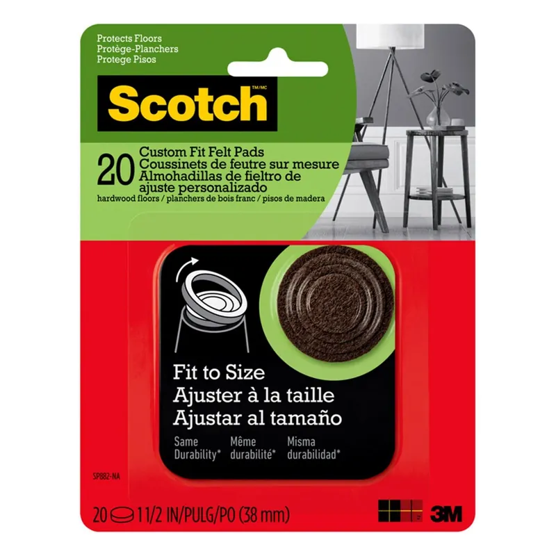 3M Scotch Felt Self Adhesive Protective Pad Brown Round 1.5 In. W 20 Pk