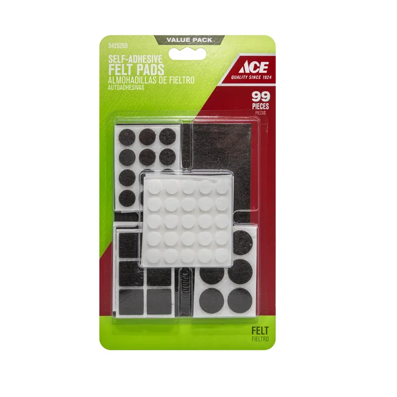 Ace Felt Surface Pad Brown Assorted 99 Pk Self Adhesive
