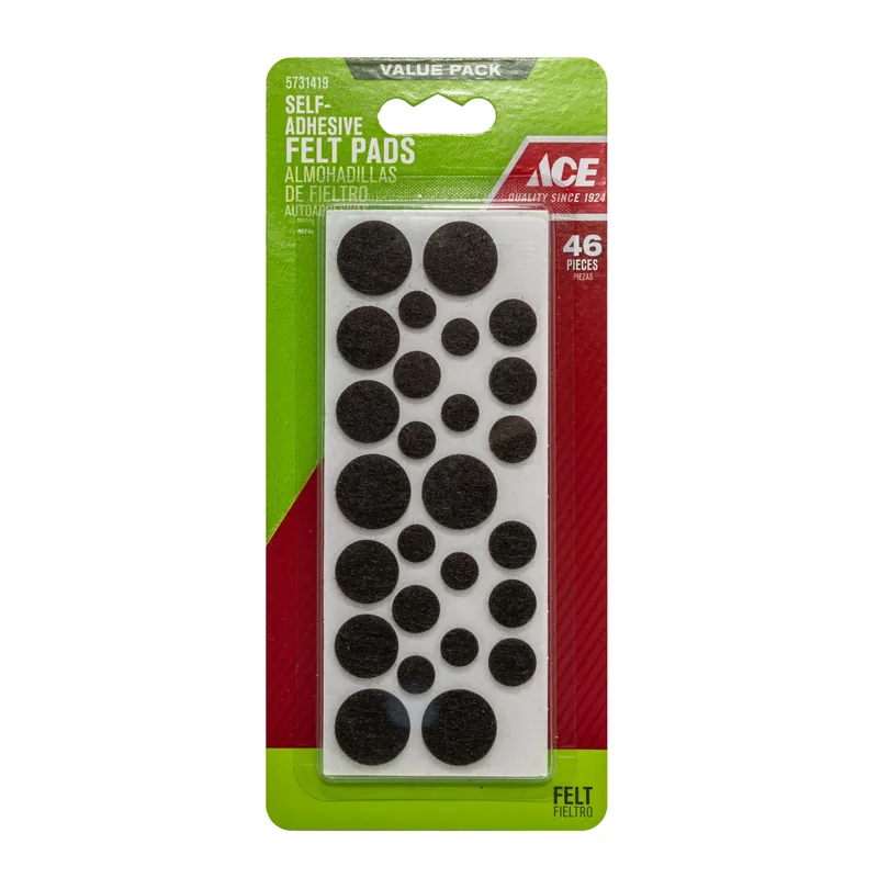 Ace Felt Pad Brown Round 46 Pk Self Adhesive