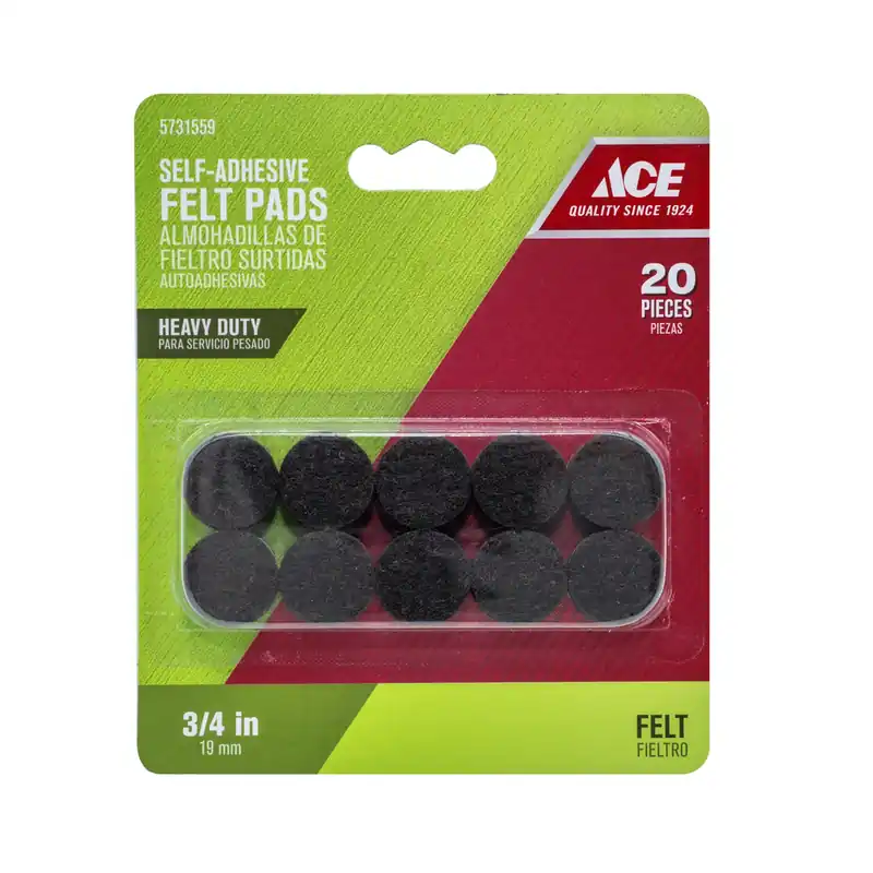 Ace Felt Pad Brown Round 3/4 In. W 20 Pk Self Adhesive