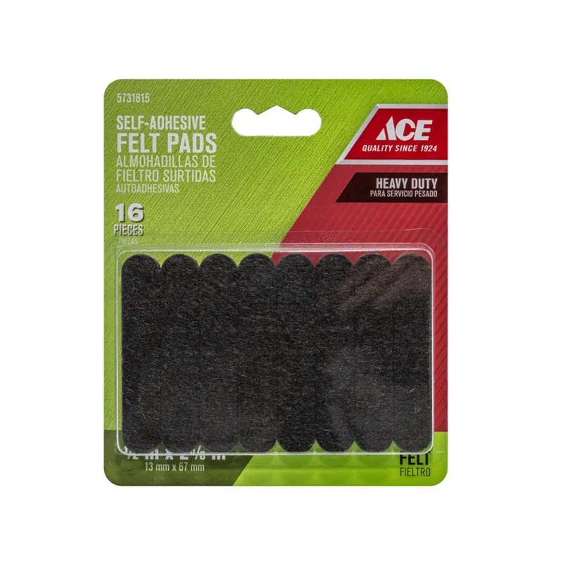 Ace Felt Pad Brown Round 1/2 In. W X 2-5/8 In. L 16 Pk Self Adhesive