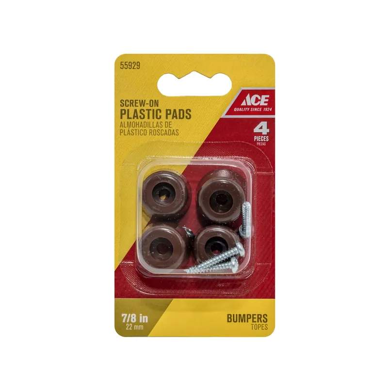 Ace Plastic Bumper Pads Brown Round 7/8 In. W 4 Pk
