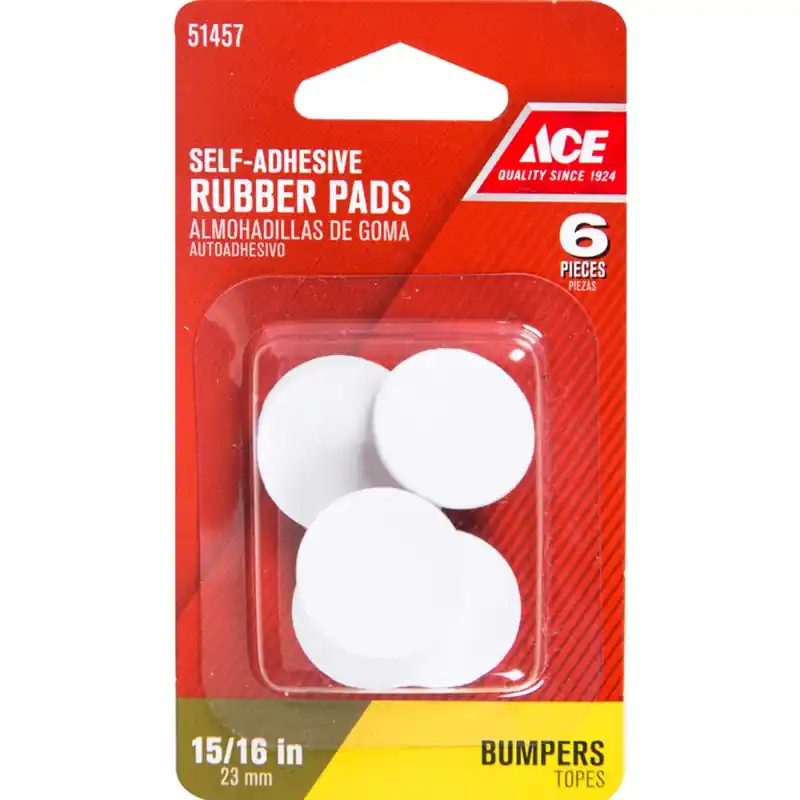 Ace Rubber Pad Brown Round 15/16 In. W 6 Pk Self Adhesive