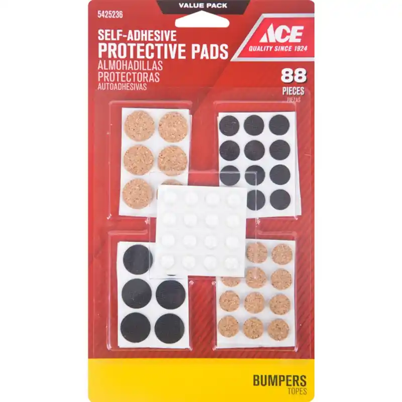 Ace Vinyl Pad Clear Round 88 Pk Self Adhesive