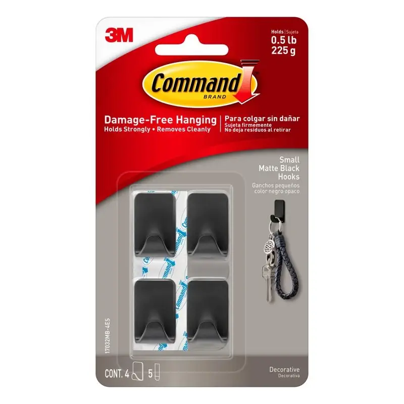 3M Command Small Plastic Hook 1 In. L 4 Pk